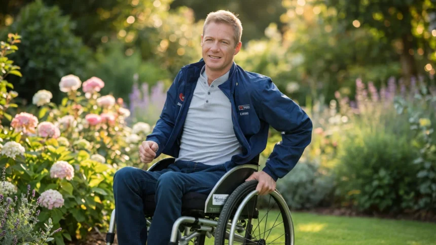 Michael Schumacher im Rollstuhl im Garten
